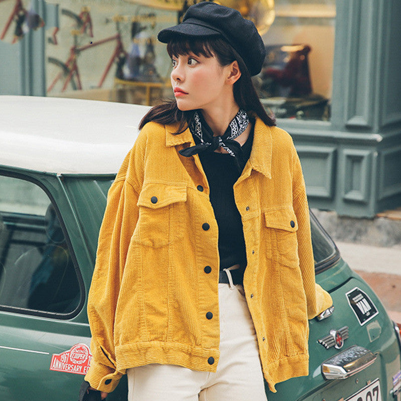 Women's Solid Color Loose New Corduroy Shirt Jacket