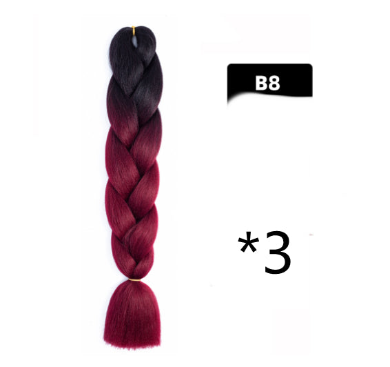 Color Big Braid African Chemical Fiber High Temperature Silk Wig Gradient
