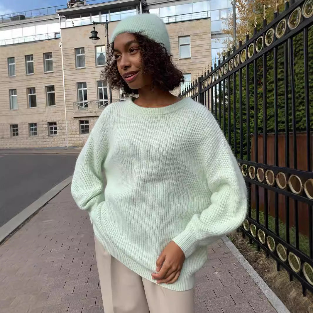 Idle Style Loose Soft Thickened Round Neck Sweater