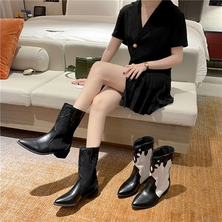 Pointed Toe  With Thick Heel Martin Boots