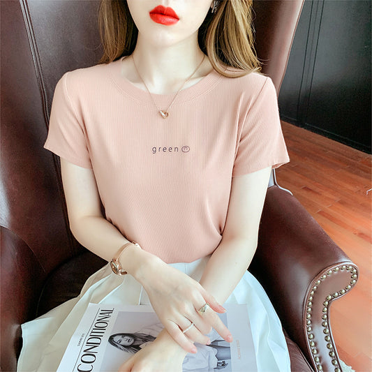 Dame T-shirt med fald og print, afslappet, sommer