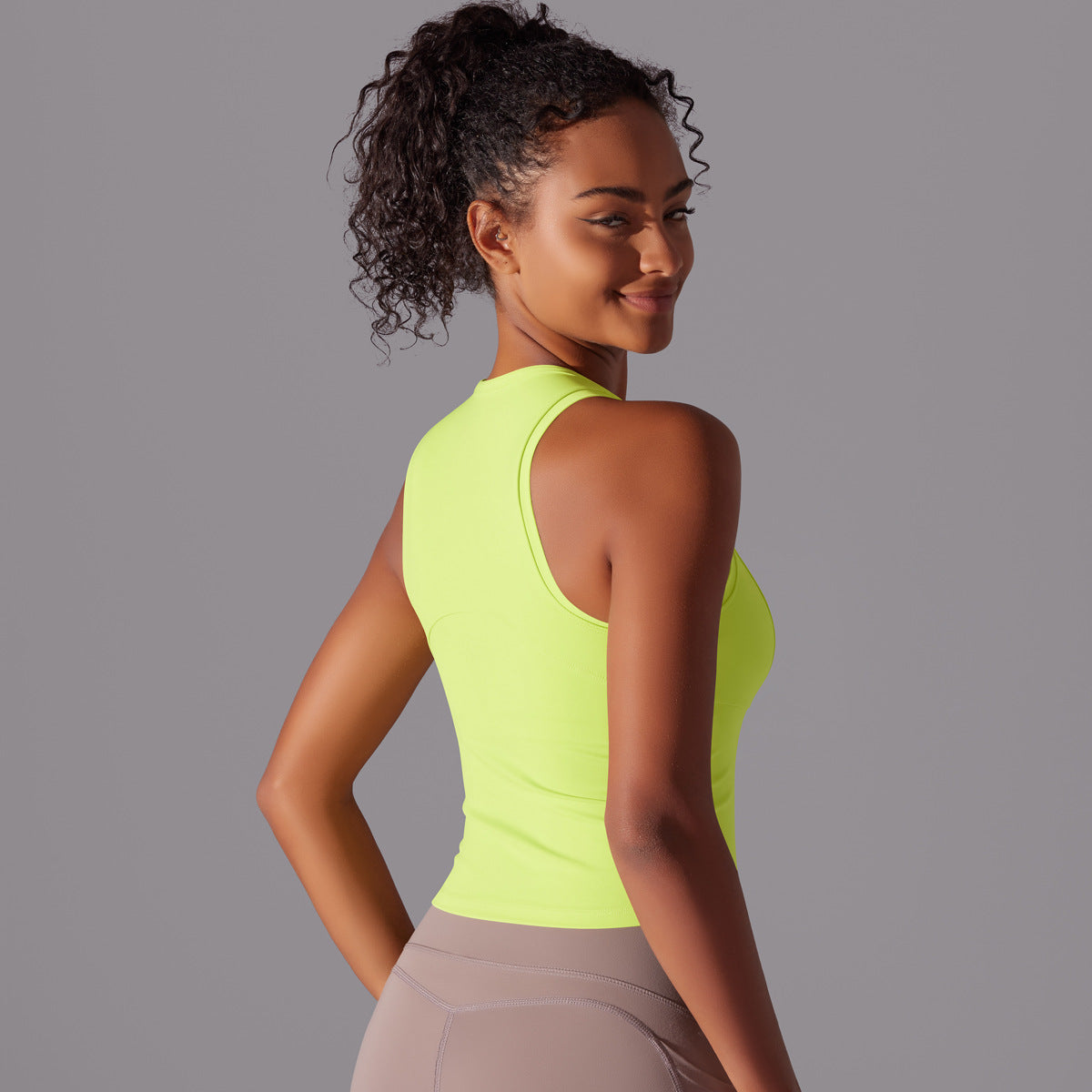 Women's Long High Elastic Sports Vest With Chest Pad