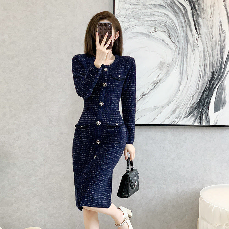 Overknee Long Trendy Anti-aging Slimming Long Sleeve Bottoming Sweater Skirt