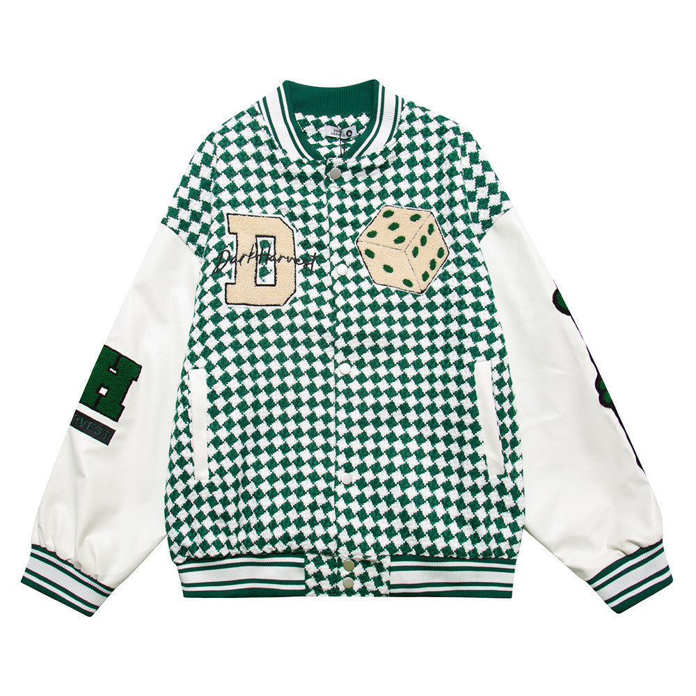 Baseballuniform til mænd med broderet terningemønster