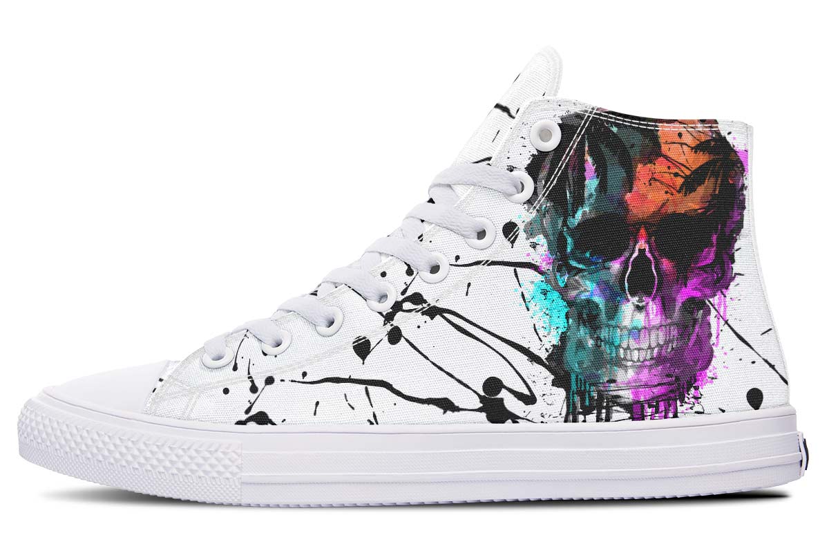 Men's And Women's Fashion Color Printing High-top Canvas Shoes