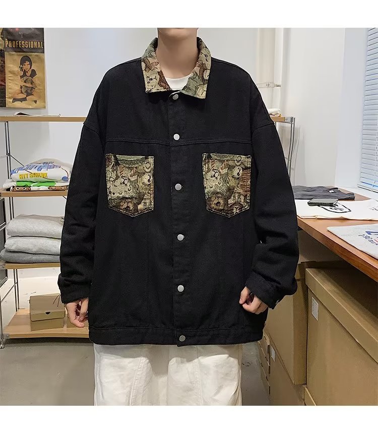 Assorted Colors Retro Denim Jacket Design Blouse