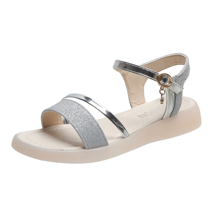 Slope-heeled Women's Thick Soles One-line Buckle Sandals