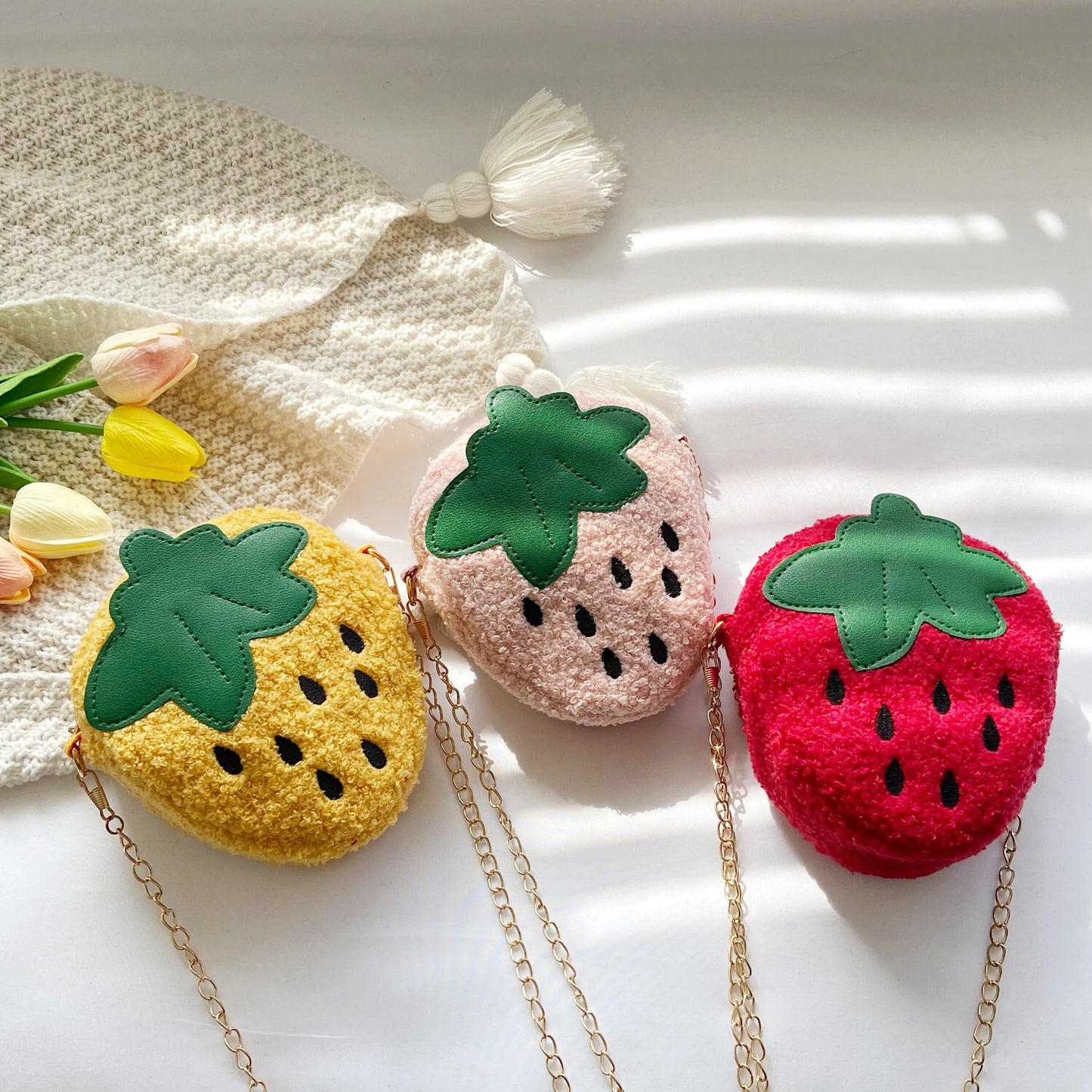 Creative Fruit Children's Crossbody Lamb Wool Strawberry Bag