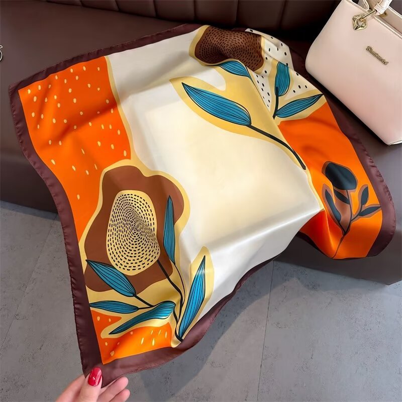 New Dopamine-print Silk Scarf For Women