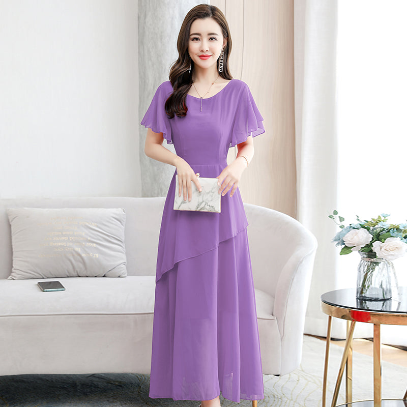 Short Sleeved Chiffon Sweet Dress For Women
