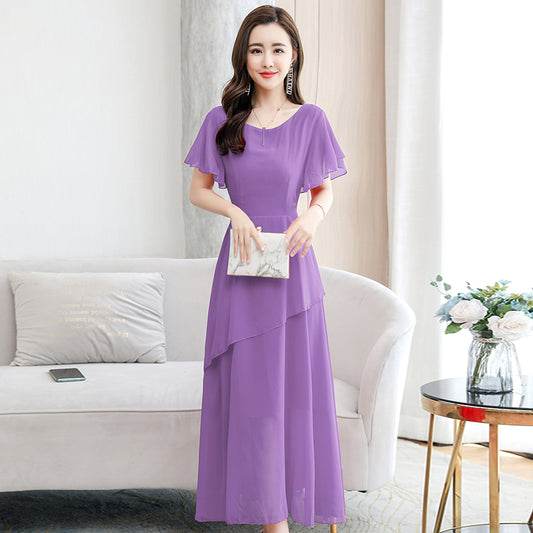 Short Sleeved Chiffon Sweet Dress For Women