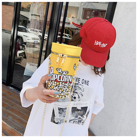 Women's New Creative Popcorn Chain Crossbody Cylindrical Bag