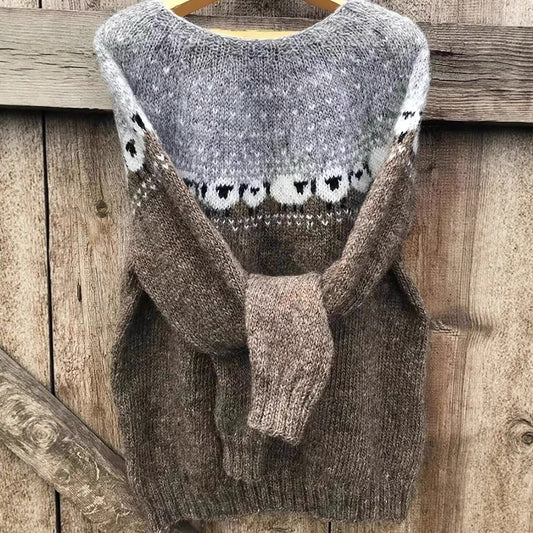 Women's Sweater Round Neck Multicolor Loose Fashion Pullover Sweater