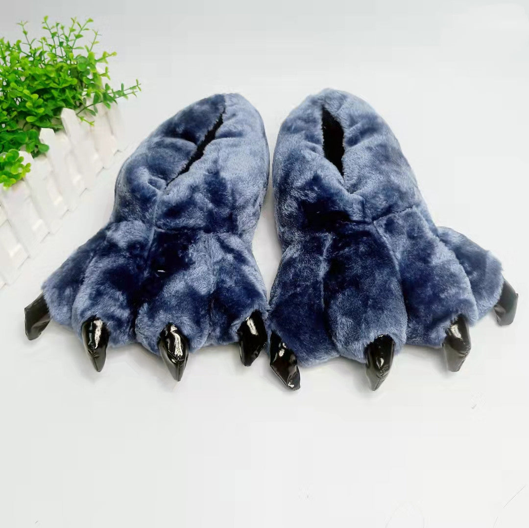 Dinosaur Paw Cotton Slippers Cartoon Couple Bag Heel Warm Shoes