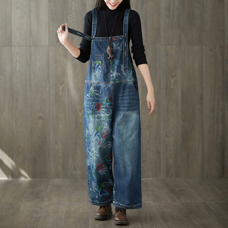 Stitching Printing Jeans Washed And Worn