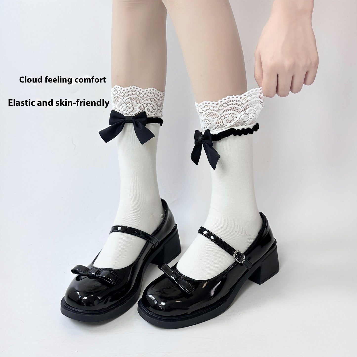 Japanese Jk Bowknot Sweet Lace Lolita Socks Mid-calf
