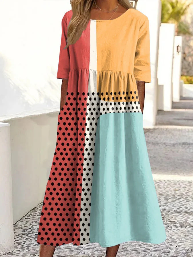 Casual Retro Ocean Art Print Womens Loose Dress