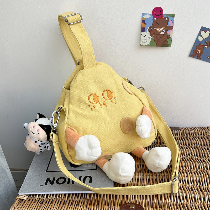 Cute Cheese Canvas One Shoulder Student Messenger Bag