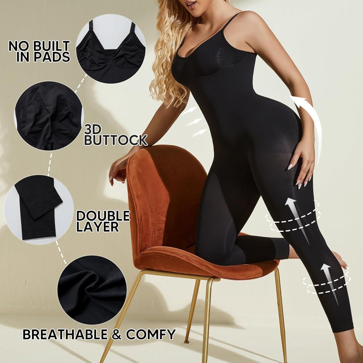 Seamless Tummy-control Waist-shaping Suspender Capri Pants In A Form-fitting One-piece Design