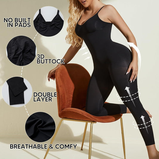 Seamless Tummy-control Waist-shaping Suspender Capri Pants In A Form-fitting One-piece Design