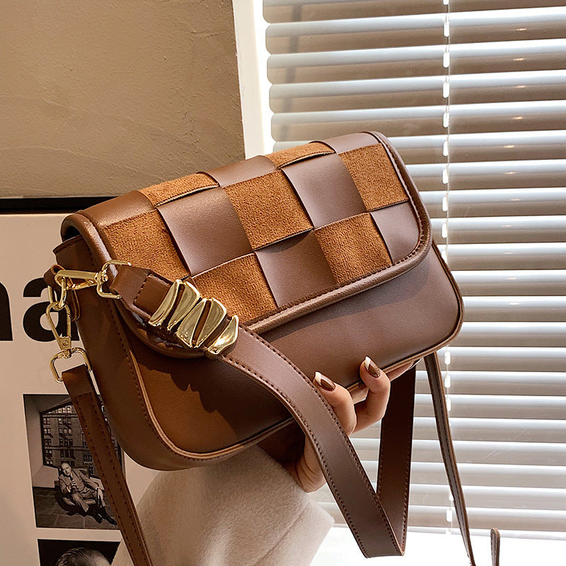 Fashion Autumn And Winter Matte Woven Messenger Texture Small Square Bag