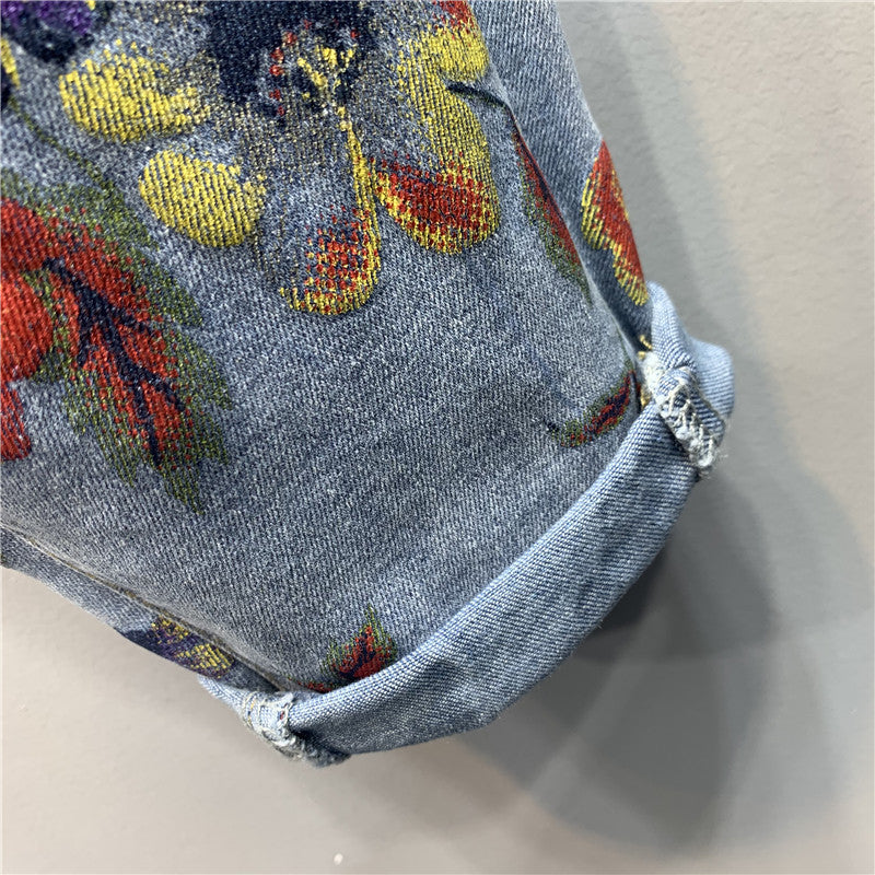 Harem Fashion Loose And Thin Flower Print Casual Jeans Baggy Trend