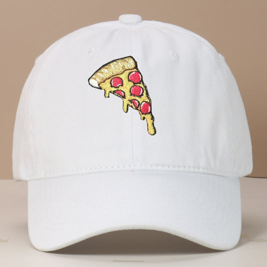 Pizza Broderi Blød Top Baseballkasket Retro Slidt Udseende Vasket
