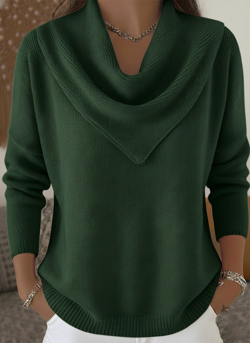 Womens Solid-color Long-sleeve Sweater Top