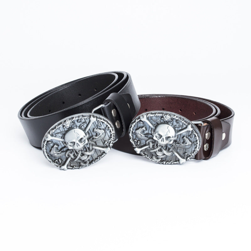 Men's Alloy Smooth Buckle Trendy Casual Retro Belt