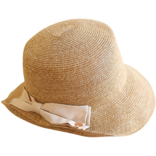 Women's Fashion Back Fold Bow Straw Hat