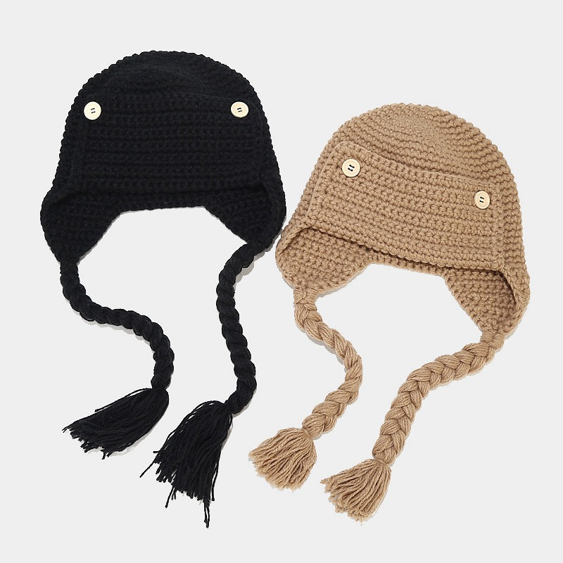 Versatile Fashion Braided Baotou Wool Warm Hat Children