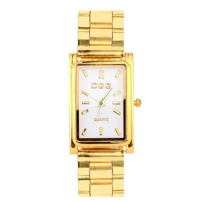 Men's Gold Square Watch Head Pin Buckle Quartz Watch