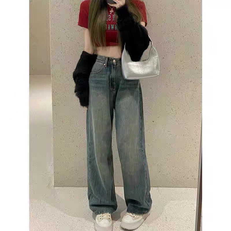 High Waist Wide Leg Pants Straight Jeans