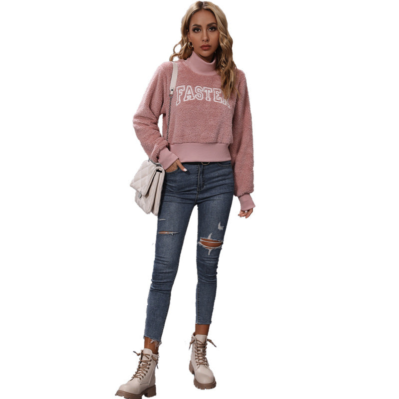 Fall Fashion Women's Round-neck Pullover Long Sleeve Alphabet Embroidery Sweater