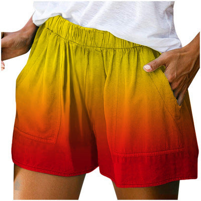 Dame Shorts med Vide Ben, Farvegradient og Lommer