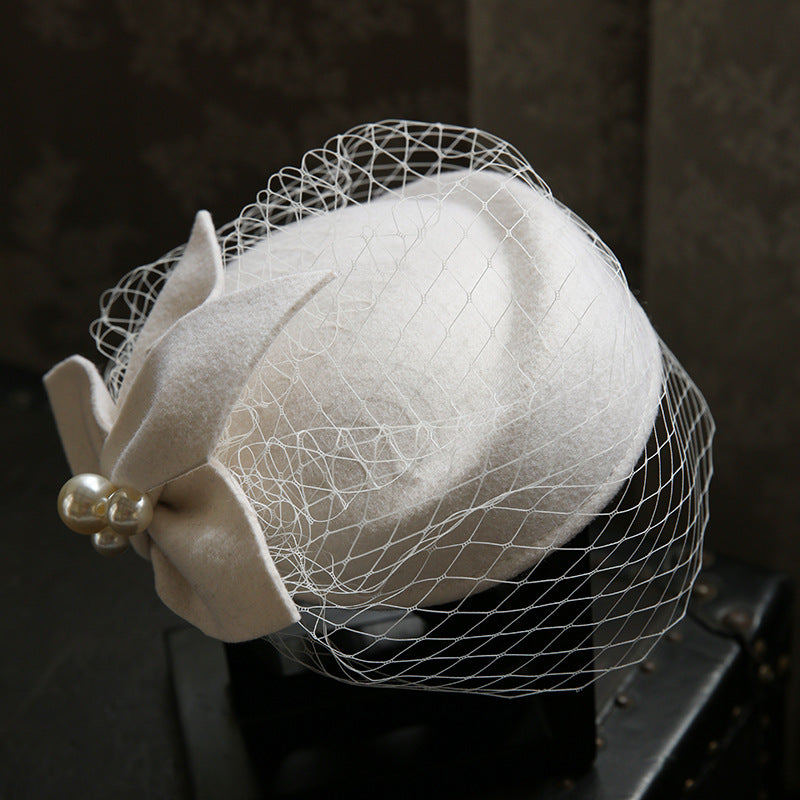 Fransk Elegant Britisk Vintage Mesh Baret