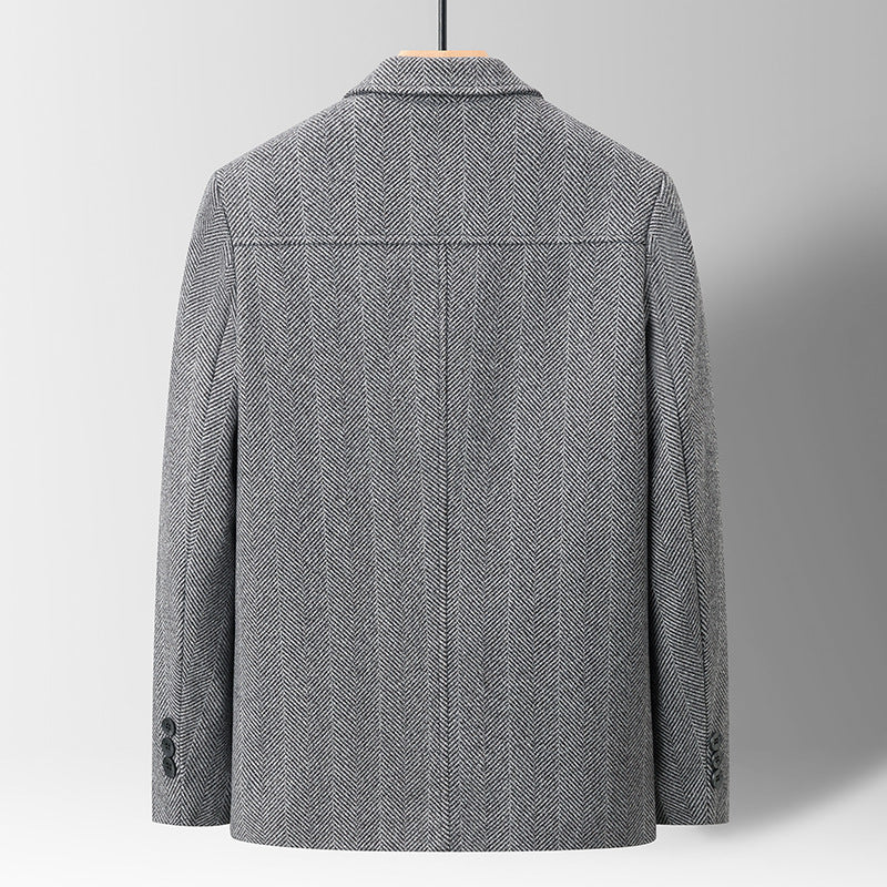 Middle-aged Men Slim Lapel Woolen Jacket Three-dimensional