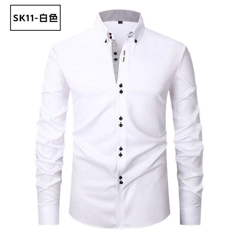 Men's Casual Business Plus-Size Long-Sleeve Shirt