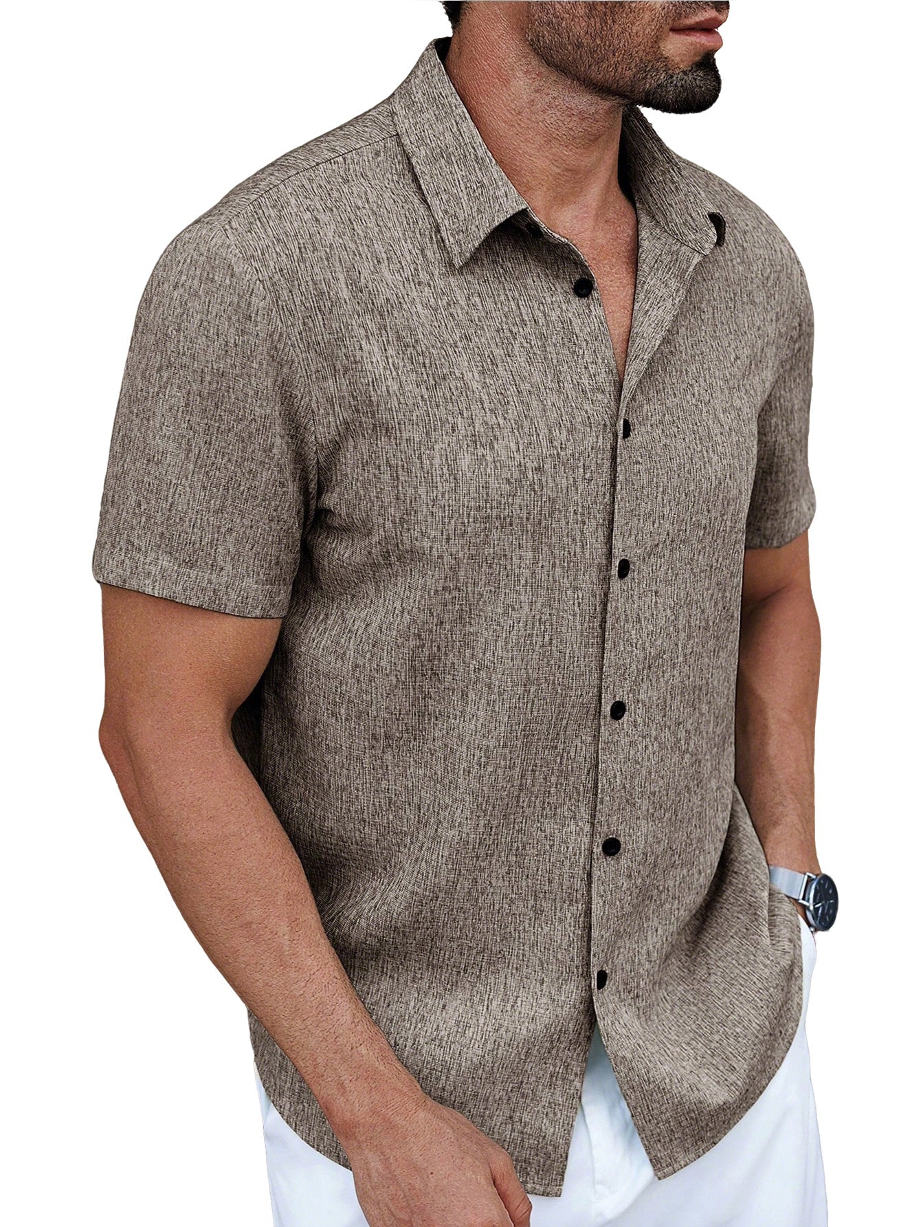 Men's Lapel Short-Sleeve Casual Shirt