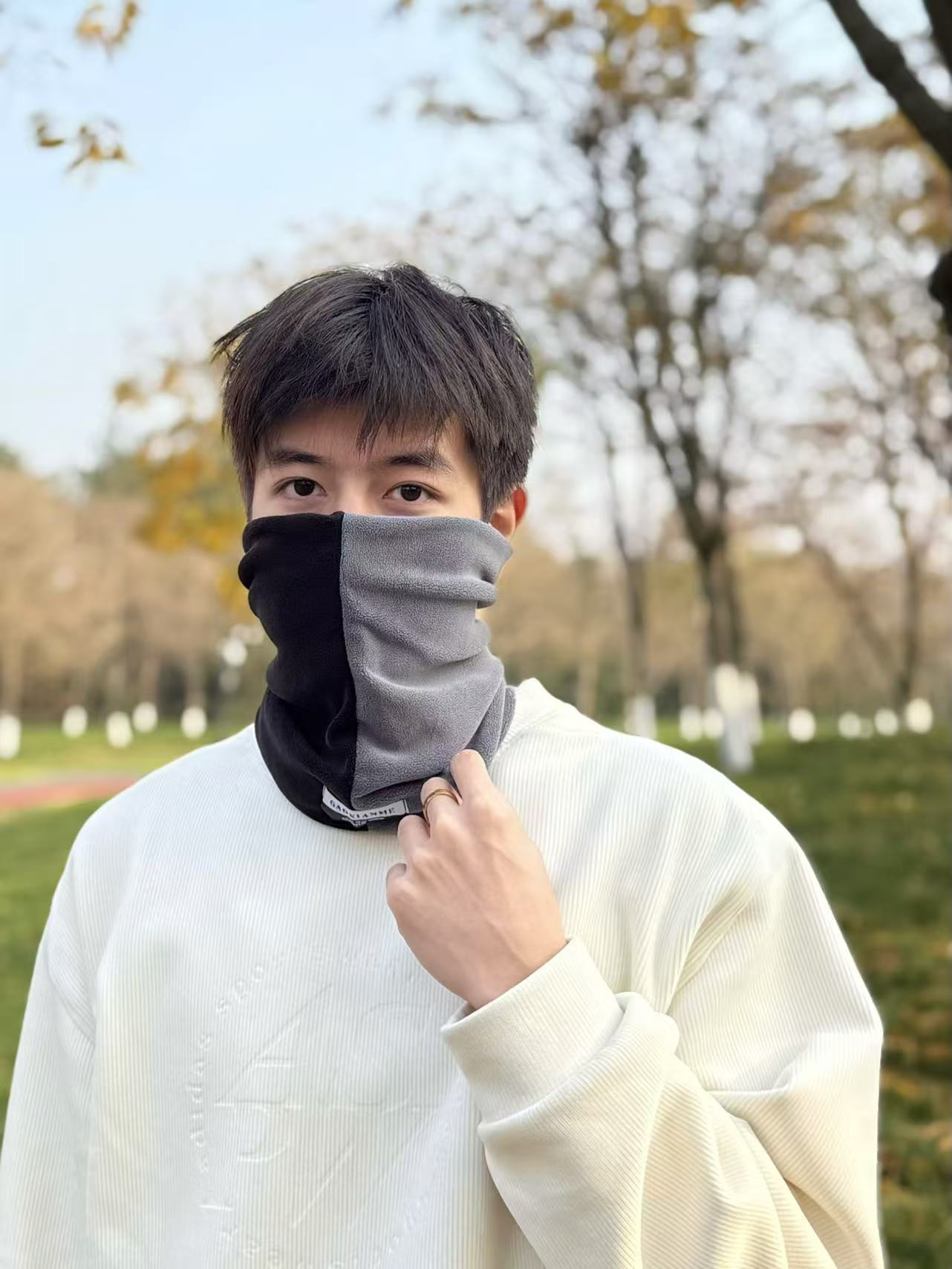 Scarf Winter Warm Men's Riding Cold-proof Scarf Fleece-lined Thick Windproof Mask Female Cervical Support Bandana Fashion