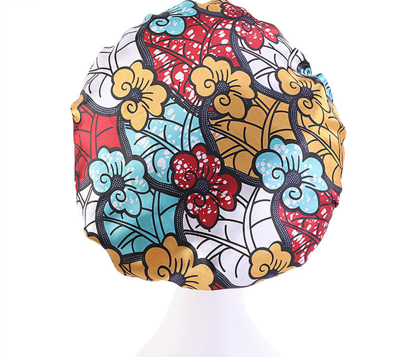 Printed Satin Round Wide Brim Stretch Nightcap