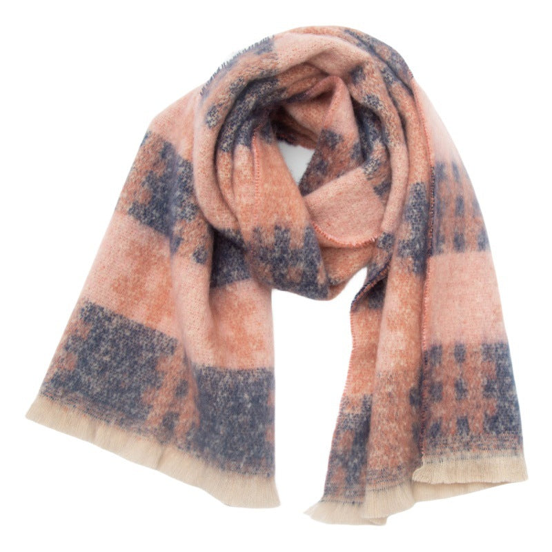 European And American-style Yarn Pattern Jacquard Scarf