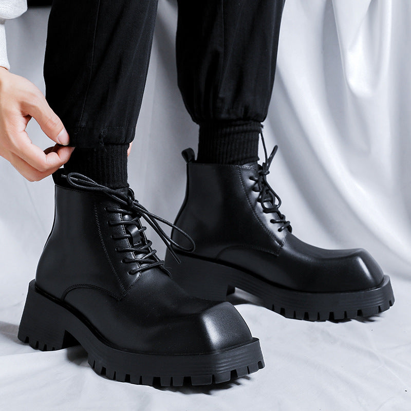 Men's British-style Thick-Soled Formal Shoes Rhino-Horn Derby Style