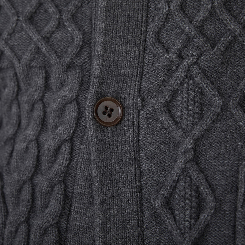 Moderigtig tyk cardigan-sweater vintage jacquardjakke