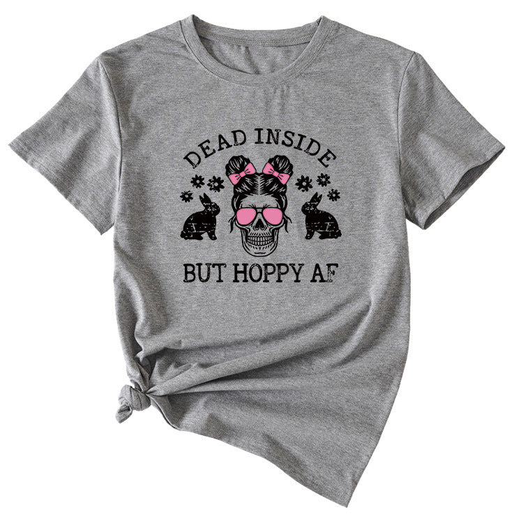 Skull Pattern Women's Summer Round Neck Short Sleeve