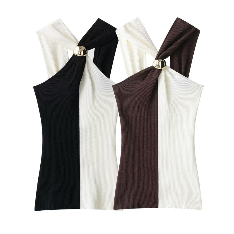 Women's Minimalist Knit Halterneck Top