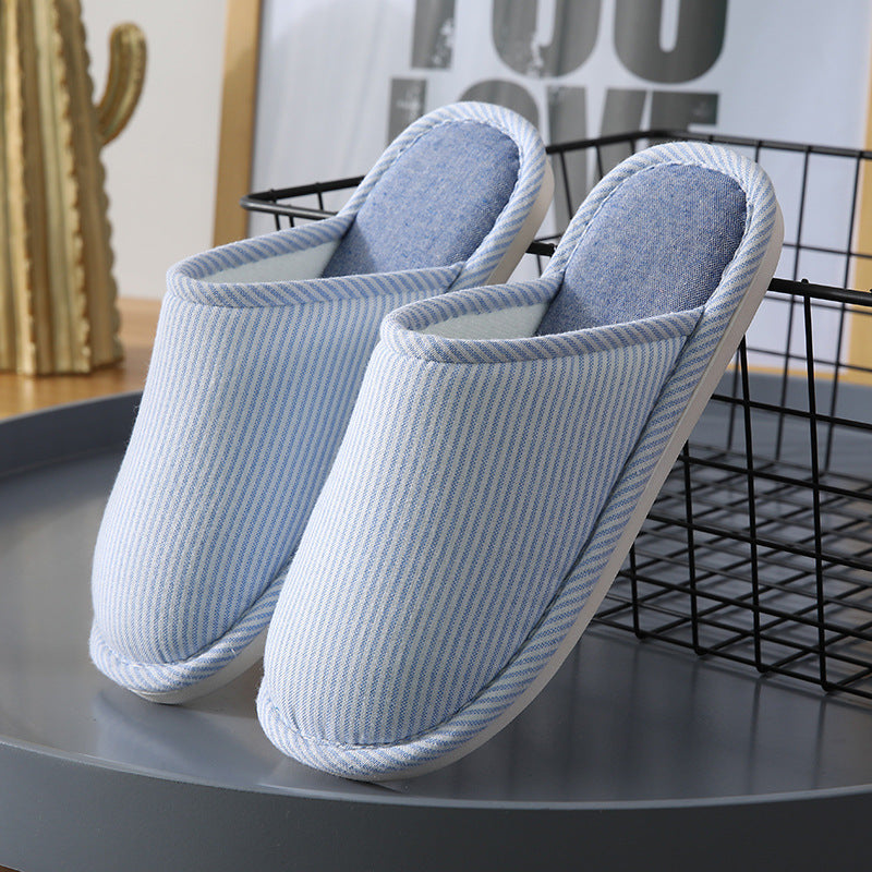 Household Stripes Home Indoor Non Slip Cotton Slippers