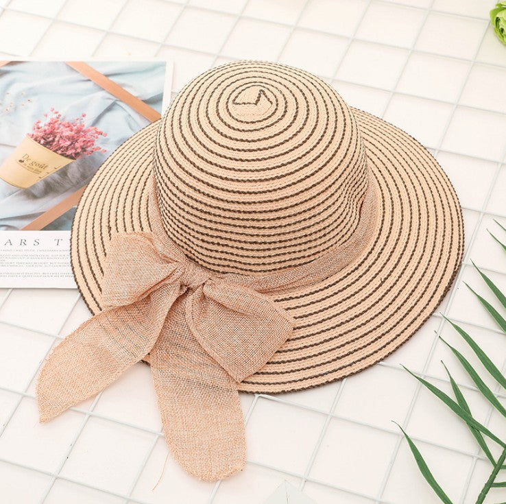 New Seaside Big Brimmed Ladies Straw Hat With Bow