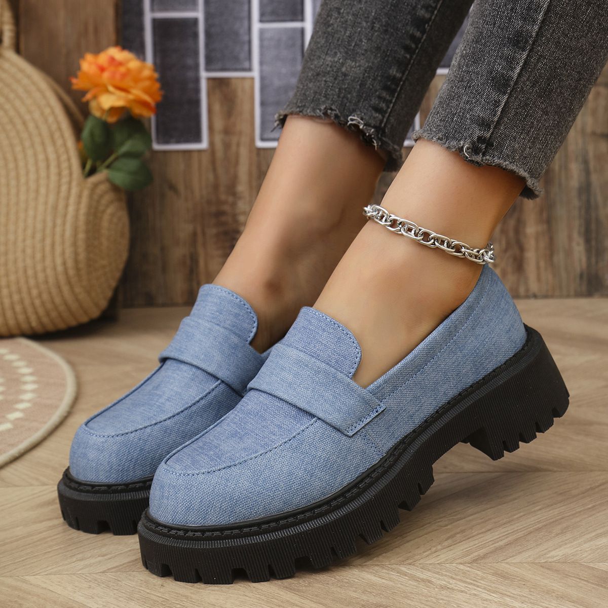 Retro Platform Loafers Casual Versatile Single-layer Shoes