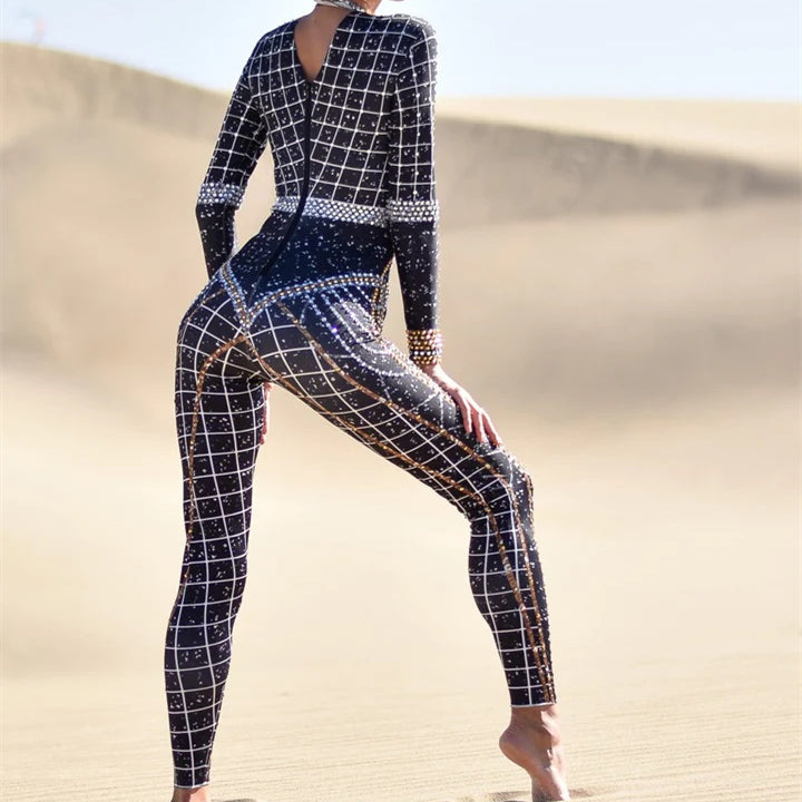 Women's Fashion Casual Simple Rhinestone Jumpsuit